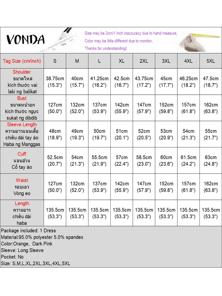 Plus Size 5XL VONDA 2025 Autumn Women Bohemian Foral Printed Maxi Dress Causal Puff Sleeve Long Sundress Holiday Eelgant Vestido