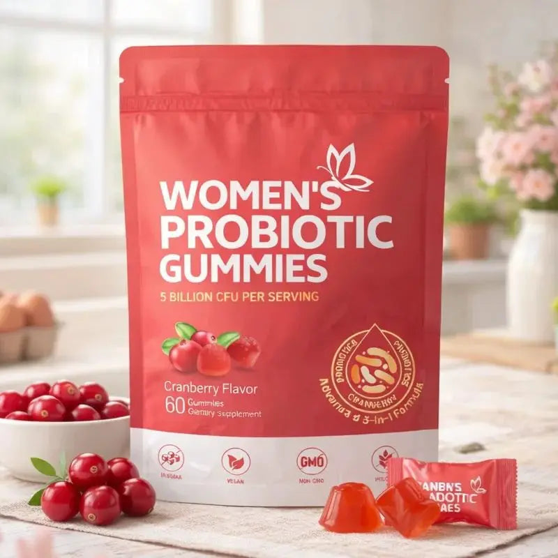 Women's Probiotic Gummies–5 Billion CFUs Cranberry Flavor 60 Gummies Supports Digestive Health & Immune Function Non-GMO Vegan