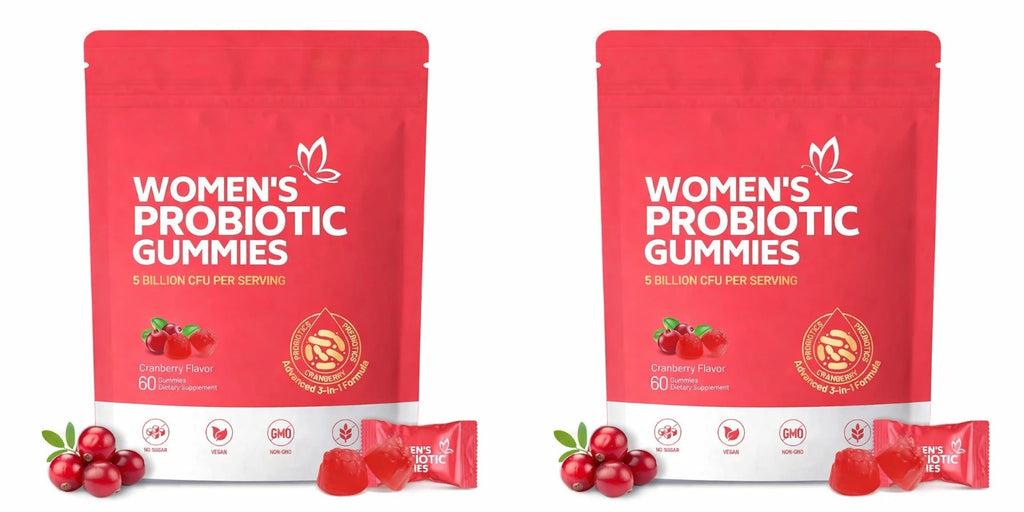 Women's Probiotic Gummies–5 Billion CFUs Cranberry Flavor 60 Gummies Supports Digestive Health & Immune Function Non-GMO Vegan
