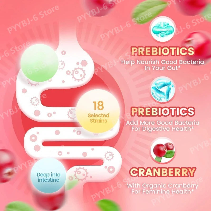 Women's Probiotic Gummies–5 Billion CFUs Cranberry Flavor 60 Gummies Supports Digestive Health & Immune Function Non-GMO Vegan